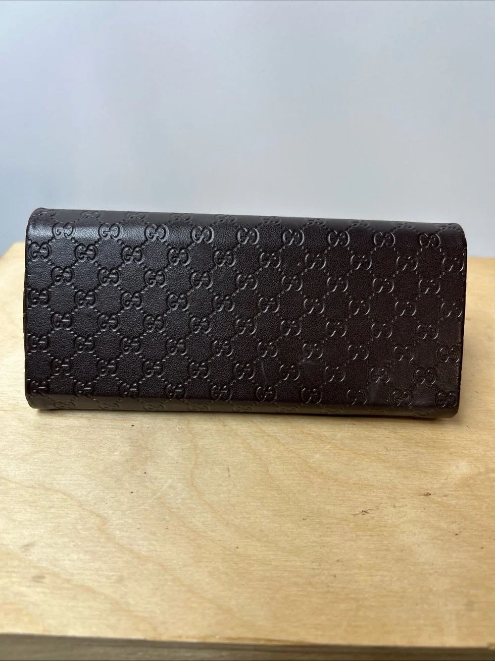Genuine Gucci Eyeglasses Sunglasses Case Folding Triangle Hard Brown GG Logo